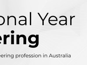 Professional Year Engineering banner with a subtitle aboutAustralia’s engineering pathway and the Engineers Australia logo on the right.